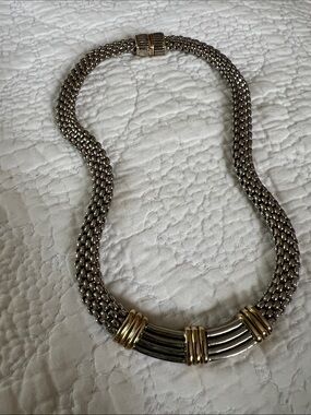 Two-Tone Silver and Gold Statement Necklace